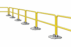 Bluewater 501126 5' Roof Safety Railing Kit, Includes 1 Yellow Galvanized Rail And 1 Galvanized Base