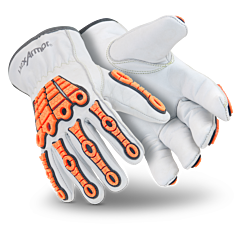 Hexarmor 4060-L Chrome Slt Cut Resistant Impact Gloves Leather Gray/Orange, Size Large