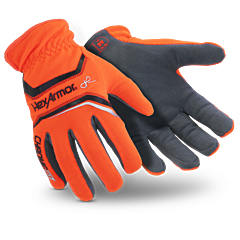 Hexarmor 4072-M Chrome Slt Mechanic Gloves Cut Resistant Leather Palm Orange/Gray, Size Medium