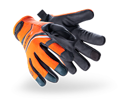 Hexarmor 4074-L Chrome Slt Mechanic Gloves Cut Resistant Leather Palm Orange/Black, Size Large