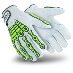 Hexarmor 4080-L Chrome Series Impact Gloves Leather Gray/Hi-Vis, Size Large