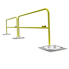 Portable Guardrail Systems - Galvanized Base With Yellow Powder Coated Railings - 2' To 10' Rails