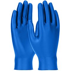Grippaz 67-305 Extended Use Ambidextrous Nitrile Gloves With Textured Fish Scale Grip, 4.5 Mil, Blue, 1/Box Of 50 Gloves