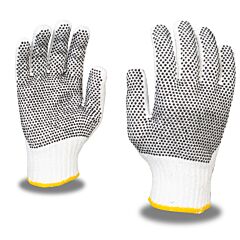 Cordova 3850L/P Gloves, Standard Weight, Bleached, Poly/Cotton Machine Knit, 2-Side Pvc Dots, Size Large