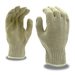 Cordova 3815L Gloves, Regular Weight, Natural, Poly/Cotton Machine Knit, 1-Side White Pvc Dots, Size Large