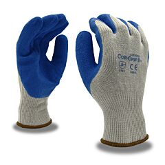 Cordova 3896L Gloves, Cor-Grip 10-Gauge, Gray Poly/Cotton Shell, Blue Latex Palm Coating, Size Large
