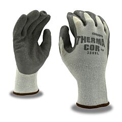 Cordova 3899L Gloves, Therma-Cor 10-Gauge, Gray, Brushed, Loop-In, Acrylic Terry Shell, Gray Latex Palm Coating, Size Large