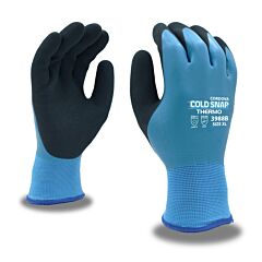 Cordova 3988Bl Gloves, Cold Snap Thermo Two-Ply, Blue Polyester Shell, Brushed Acrylic Terry Lining, Blue Latex Full Coating, Gray Sandy Latex Palm Coating, Size Large