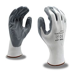 Cordova 6890L Gloves, Cor-Touch 13-Gauge, White Nylon Shell, Gray Flat Nitrile Palm Coating, Size Large