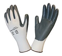 Cordova 6892L Gloves, Cor-Touch Ii 13-Gauge, White Polyester Shell, Gray Flat Nitrile Palm Coating, Size Large