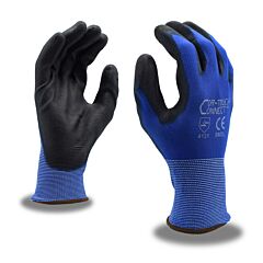 Cordova 6903L Gloves, Cor-Touch Connect 13-Gauge, Blue Nylon Shell, Touch Screen Thumb, Index & Middle Finger, Black Polyurethane Palm Coating, Size Large
