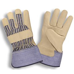 Cordova 8305L Gloves, Standard Grain Leather Palm, Striped Canvas Back, Rubberized Safety Cuff, Size Large