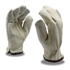 Cordova 8922L Gloves, Premium Grain Pigskin Driver, Red Fleece Lined, Shirred Elastic Back, Keystone Thumb, Size Large