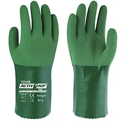 Cordova Ag566M Gloves, Towa® Activgrip Green Microfinish® Nitrile, 13-Gauge, Seamless Poly/Cotton Shell, 12-Inch, Size Medium