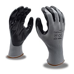 Cordova 6894M Gloves, Cor-Touch Ii 13-Gauge, Gray Polyester Shell, Black Flat Nitrile Palm Coating, Size Medium