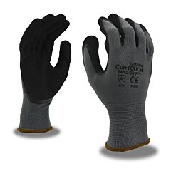 Cordova 6993Xs Gloves, Cor-Touch Sand-Grip 13-Gauge, Gray Polyester Shell, Black Sandy Nitrile Palm Coating, Size X-Small