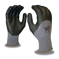 Cordova 6920M Gloves, Conquest Max Premium, Gray Nylon/Spandex Shell, Black 3/4 Foam Nitrile/Pu Coating, Black Nitrile Dots, Size Medium