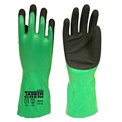 Cordova 6942Xl Gloves, Tandem Chem Two-Layer Green/Black Sandy Nitrile Coating, 18-Gauge Nylon Liner, 12-Inch Length, Size X-Large