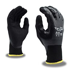 Cordova 6992Xl Gloves, Tuf-Cor Touch, 13-Gauge Black Polyester Shell, Blue Nitrile Full Coating, Black Sandy Nitrile Palm Coating, Ansi Cut Level A1, Size X-Large