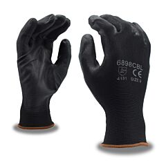 Cordova 6898Cbxxl Gloves, Standard, 13-Gauge, Black Polyester Shell, Black Polyurethane Palm Coating, Size 2X-Large
