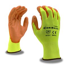 Cordova 6901Xxl Gloves, Cor-Brite 13-Gauge, Hi-Vis Yellow Polyester Shell, Hi-Vis Orange Polyurethane Palm Coating, Size 2X-Large