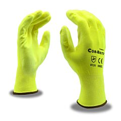 Cordova 6902Xl Gloves, Cor-Brite 13-Gauge, Hi-Vis Yellow Polyester Shell, Hi-Vis Yellow Polyurethane Palm Coating, Size X-Large