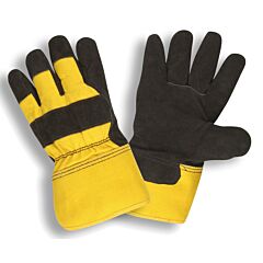 Cordova 7460S Gloves, Black Split Leather Palm, Yellow Canvas Back, Rubberized Safety Cuff, Thinsulate® Lined, Size Small