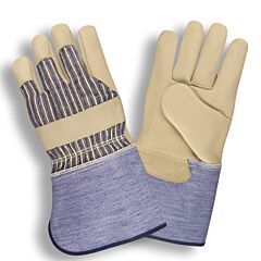 Cordova 8315Xl Gloves, Standard Grain Leather Palm, Striped Canvas Back, Rubberized Gauntlet Cuff, Size X-Large