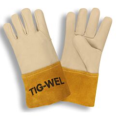 Cordova 8130S Gloves, Premium Grain Cowhide Mig-Tig, 4-Inch Russet Split Gauntlet, Aramid Sewn, Size Small