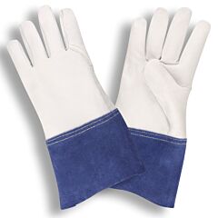 Cordova 8530Xl Gloves, Premium Grain Goatskin Mig-Tig, 4-Inch Blue Split Cowhide Gauntlet Cuff, Aramid Sewn, Size X-Large