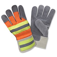 Cordova F7250R Gloves, Select Shoulder Split Cowhide Leather Palm, Hi-Vis Orange Back, Two-Tone Reflective Tape On Back & Safety Cuff, Size Large
