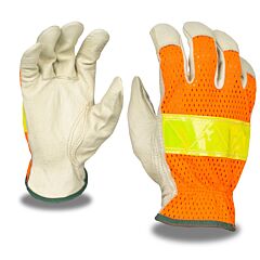 Cordova F8805Xl Gloves, Grain Pigskin Driver, Hi-Vis Orange Mesh Back, Lime Reflective Tape, Keystone Thumb, Size X-Large