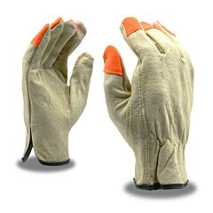 Cordova 8810Hvxl Gloves, Grain Pigskin Driver, Unlined, Hi-Vis Orange Fabric Fingertips, Keystone Thumb, Size X-Large