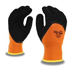 Cordova 3990M Gloves, Cold Snap Plus Two-Ply, Hi-Vis Orange Polyester Shell, Brushed Acrylic Terry Lining, 3/4 Black Foam Latex Coating, Size Medium