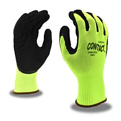 Cordova 3991Xl Gloves, Contact 13-Gauge, Hi-Vis Green Nylon Shell, Black Foam Latex Palm Coating, Size X-Large