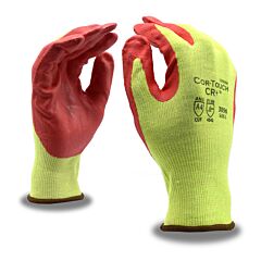 Cordova 3056M Gloves, Cor-Touch Cr+ 13-Gauge, Hi-Vis Aramid/Steel Fiber Shell, Red Foam Nitrile Palm Coating, Ansi Cut Level A4, Size Medium