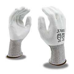 Cordova 3700S Gloves, Premium, White 13-Gauge Hppe Shell, White Polyurethane Palm Coating, Ansi Cut Level A2, Size Small