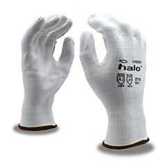 Cordova 3710M Gloves, Halo White 13-Gauge Hppe Shell, White Polyurethane Palm Coating, Ansi Cut Level A2, Size Medium