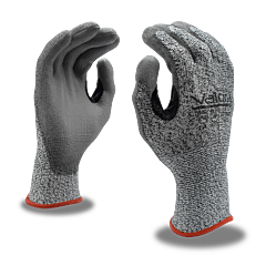 Cordova 3711Gpxxl Gloves, Valor Plus Salt & Pepper 13-Gauge Hppe Shell, Gray Polyurethane Palm Coating, Nitrile Thumb Crotch, Ansi Cut Level A2, Size 2X-Large