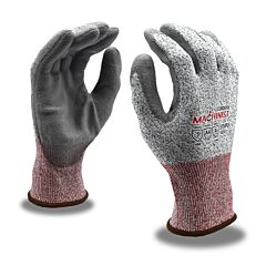 Cordova 3734Puxs Gloves, Machinist 13-Gauge, Hppe/Glass Shell, Gray Polyurethane Palm Coating, Ansi Cut Level A4, Touchscreen Fingertips, Size X-Small
