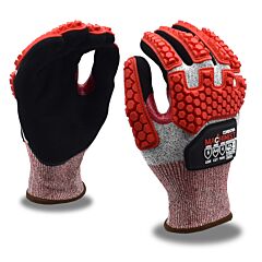 Cordova 3734Tprs Gloves, Machinist 13-Gauge, Hppe/Glass Shell, Black Sandy Nitrile Palm Coating, Nitrile Reinforced Thumb Crotch, Tpr Protectors, Ansi Cut Level A4, Touchscreen Fingertips, Size Small