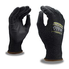 Cordova 3752S Gloves, Monarch-Pu, 13-Gauge, Black High Performance Shell, Black Polyurethane Palm Coating, Ansi Cut Level A3, Size Small