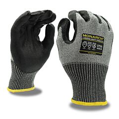 Cordova 3755S Gloves, Monarch-Hct, 13-Gauge, Gray High Performance Shell, Black Hct-Nitrile Palm Coating, Ansi Cut Level A3, Size Small