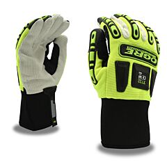 Cordova 7732M Gloves, Ogre Lime Green Spandex Back, Corded Canvas Palm, Tpr Protectors, Hipora® + 70-Gram Thinsulate Lining, Neoprene Cuff, Size Medium