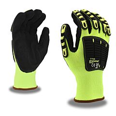 Cordova 7735Xl Gloves, Ogre-Impact 13-Gauge, Hi-Vis Lime Polyester Shell, Tpr Protectors, Interior Foam Palm Padding, Black Sandy Nitrile Palm Coating, Size X-Large