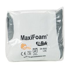 Pip 34-800V Maxifoam Premium, 15G White Nylon Shell, Gray Nitrile Foam Grip, Vend, Class A2