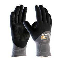 Maxiflex 34-845 Gloves, Endurance, 15G Gray Nylon, Black 3/4 Microfoam Nitrile Dot Coat, A4