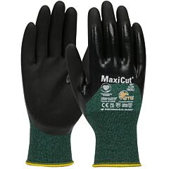 Pip 44-305 Maxicut Oil Cut Gloves, 3/4 Dip Black Nitrile Coated, Microfoam Grip, Class A2