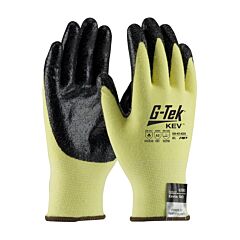 G-Tek 09-K1450 Gloves, Kevlar/Lycra 13G Yellow Shell, Black Nitrile Smooth Grip