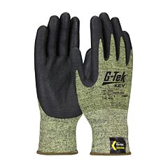 G-Tek 09-K1600 Seamless Knit Kevlar® Blended Gloves With Nitrile Coated Foam Grip On Palm & Fingers, Yellow, Class A7